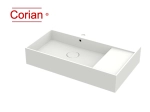 Vasque lavabo design rectangulaire, suspendu ou à poser, Couleur blanc mat, Finition lisse, Solid-Surface Corian®, Taille : 80 x 49 x 15 cm - Stock disponible ! LIVRAISON OFFERTE
